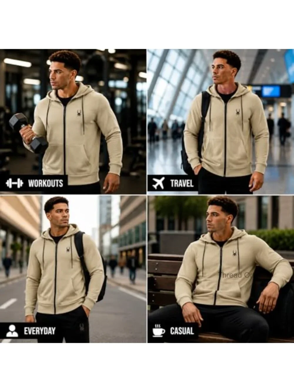 Men's Performance Fleece Zip Up Hoodie - Moisture Wicking Athletic Hoodie